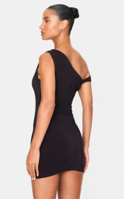 Black Double Layer Slinky Twist Bodycon Dress-PrettyLittleThing Online