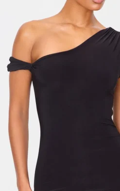 Black Double Layer Slinky Twist Bodycon Dress-PrettyLittleThing Online