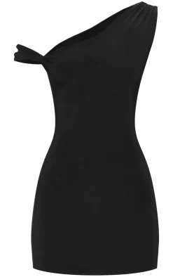 Black Double Layer Slinky Twist Bodycon Dress-PrettyLittleThing Online