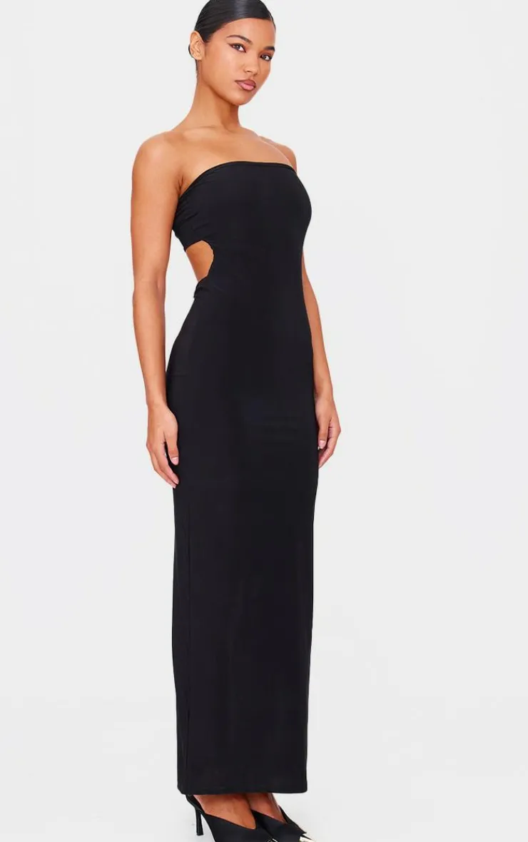 Double Layer Slinky Bandeau Low Back Maxi Dress-PrettyLittleThing New