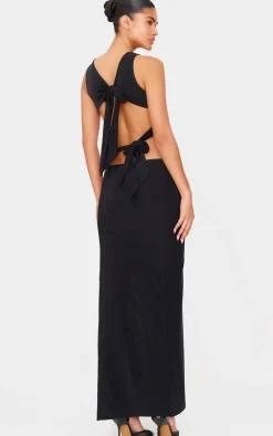 Double Layer Slinky Tie Back Maxi Dress-PrettyLittleThing New