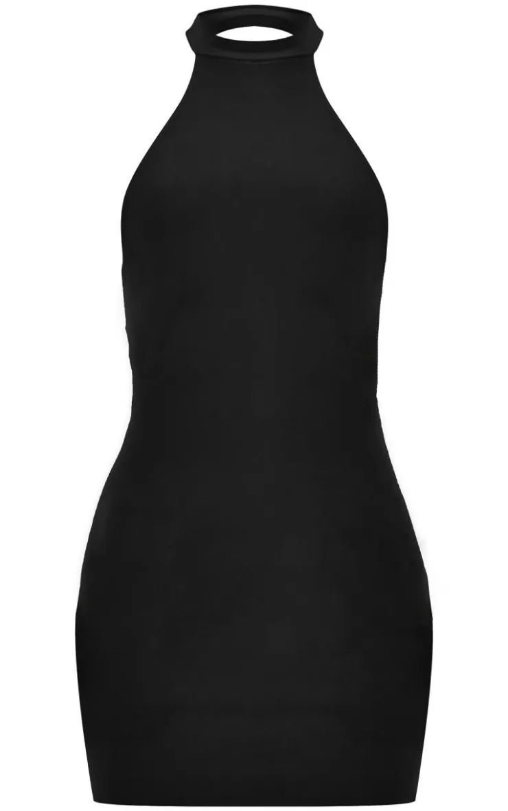 Double Slinky High Neck Halterneck Mini Dress-PrettyLittleThing Sale