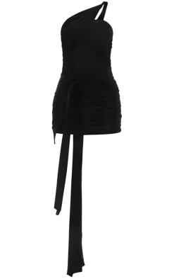 Drape Tie Detail Bandeau Bodycon Dress-PrettyLittleThing Online