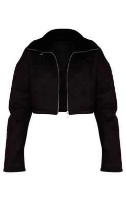 PrettyLittleThing Faux Fur Coats*Dropped Shoulder Cropped Faux Fur Contrast Jacket