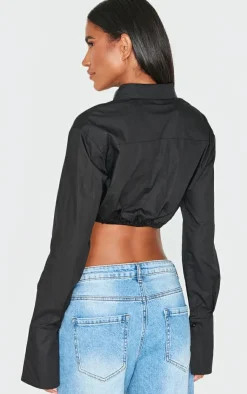 PrettyLittleThing Shirts*Elasticated Bust Detail Cropped Shirt