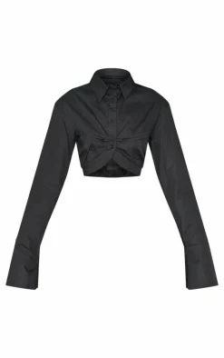 PrettyLittleThing Shirts*Elasticated Bust Detail Cropped Shirt