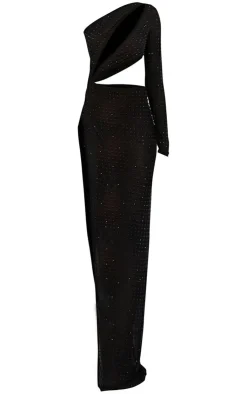 Embellished Mesh One Sleeve Extreme Cut Out Maxi Dress-PrettyLittleThing Sale