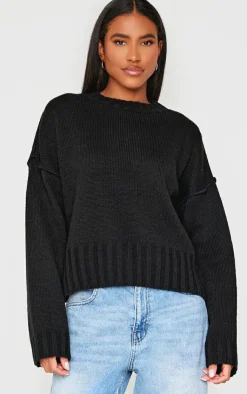 PrettyLittleThing Oversized Sweaters*Exposed Seam Chunky Knit Oversized Sweater