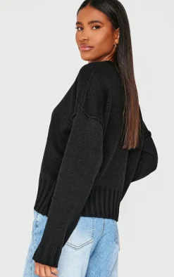 PrettyLittleThing Oversized Sweaters*Exposed Seam Chunky Knit Oversized Sweater