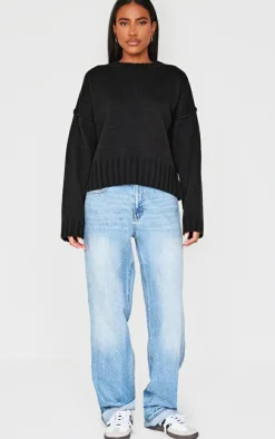 PrettyLittleThing Oversized Sweaters*Exposed Seam Chunky Knit Oversized Sweater