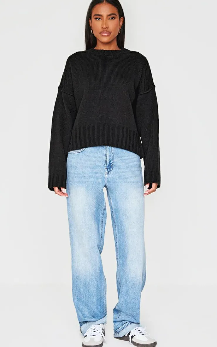 PrettyLittleThing Oversized Sweaters*Exposed Seam Chunky Knit Oversized Sweater
