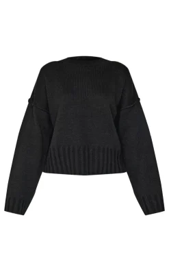 PrettyLittleThing Oversized Sweaters*Exposed Seam Chunky Knit Oversized Sweater