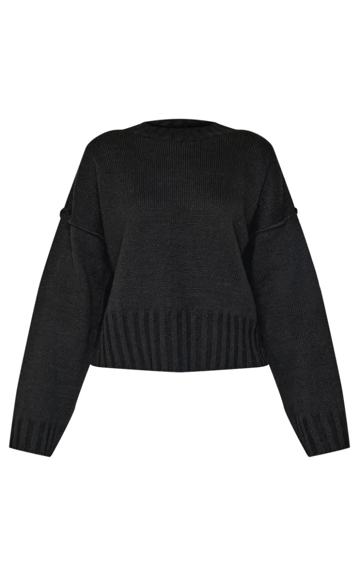 PrettyLittleThing Oversized Sweaters*Exposed Seam Chunky Knit Oversized Sweater