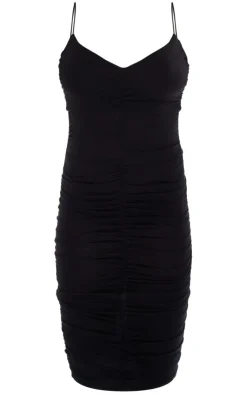 Extreme Ruched Spaghetti Midi Dress-PrettyLittleThing New