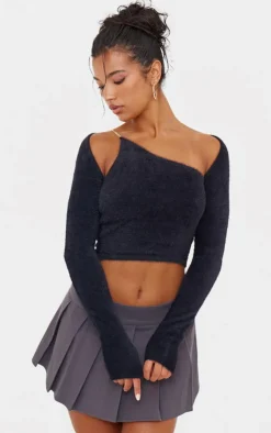 PrettyLittleThing Knitted Tops*Eyelash Knit Shrug And Top Set