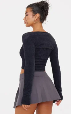 PrettyLittleThing Knitted Tops*Eyelash Knit Shrug And Top Set