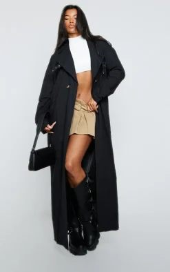 PrettyLittleThing Trench Coats*Eyelet Detail Belted Maxi Trench Coat