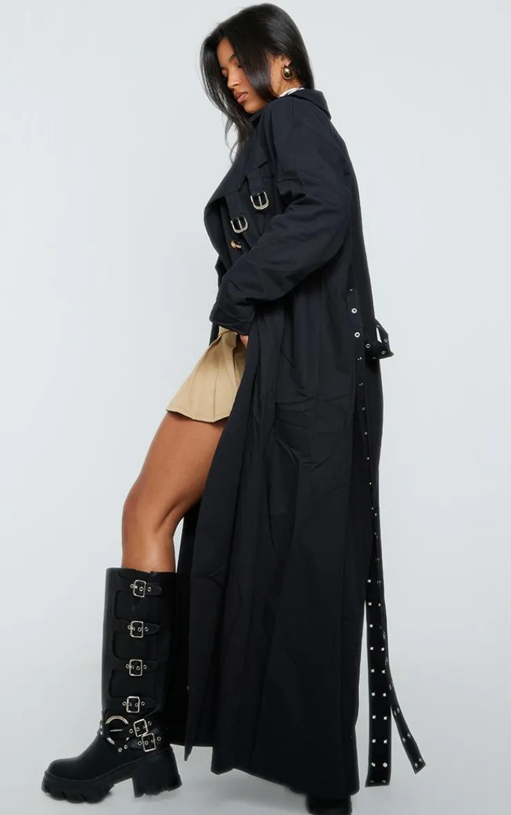 PrettyLittleThing Trench Coats*Eyelet Detail Belted Maxi Trench Coat
