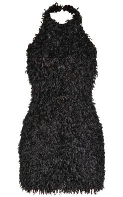 Faux Feather Halterneck Mini Dress-PrettyLittleThing New