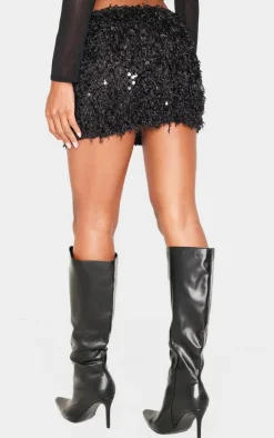 Faux Feather Sequin Micro Mini Skirt-PrettyLittleThing Sale