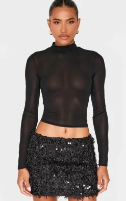 Faux Feather Sequin Micro Mini Skirt-PrettyLittleThing Sale
