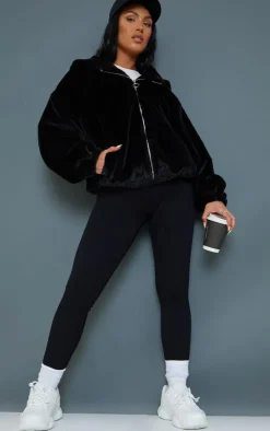 PrettyLittleThing Faux Fur Coats*Faux Fur Balloon Sleeve Hooded Jacket