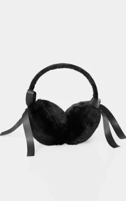 PrettyLittleThing Winter Accessories*Faux Fur Bow Detail Ear Muffs