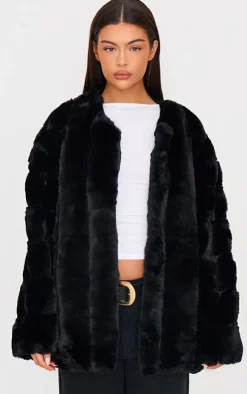 PrettyLittleThing Faux Fur Coats*Faux Fur Bubble Vertical Coat