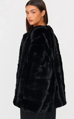 PrettyLittleThing Faux Fur Coats*Faux Fur Bubble Vertical Coat