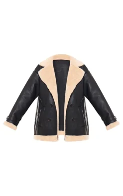 PrettyLittleThing Aviator Jackets*Faux Fur Trim PU Vintage Style Coat