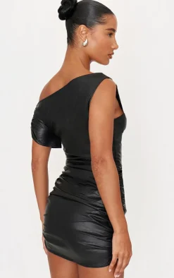 Hot PrettyLittleThing Faux Leather Buckle Detail Top Black