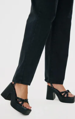 PrettyLittleThing Chunky Sandals*Faux Leather Chunky Platform Barley There Heeled Sandals