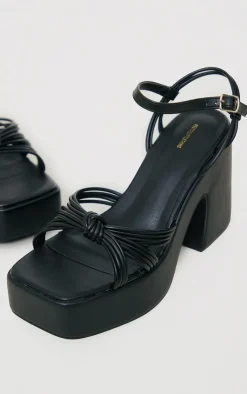 PrettyLittleThing Chunky Sandals*Faux Leather Chunky Platform Barley There Heeled Sandals