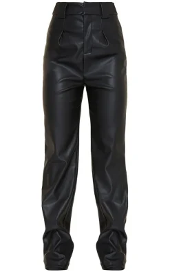 Faux Leather Dart Pocket Straight Leg Pants-PrettyLittleThing Outlet