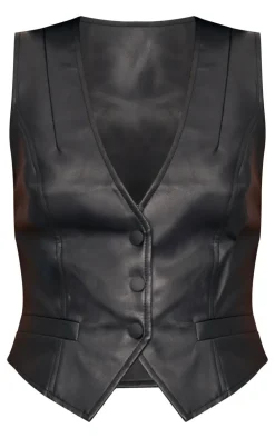 Faux Leather Fitted Vest-PrettyLittleThing Discount