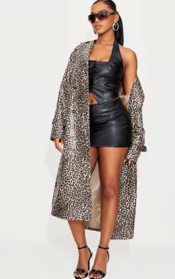 New PrettyLittleThing Faux Leather Halterneck Vest Black