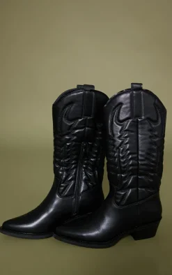 PrettyLittleThing Knee High Boots*Faux Leather Knee High Western Boots