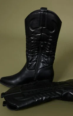 PrettyLittleThing Knee High Boots*Faux Leather Knee High Western Boots