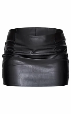 Online PrettyLittleThing Faux Leather Low Rise Mini Skirt Black