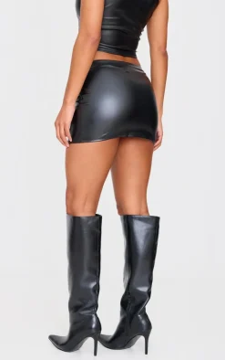 Discount PrettyLittleThing Faux Leather Mini Micro Skirt Black