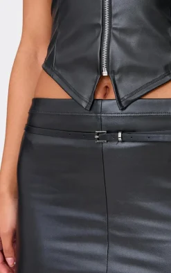 Discount PrettyLittleThing Faux Leather Mini Micro Skirt Black