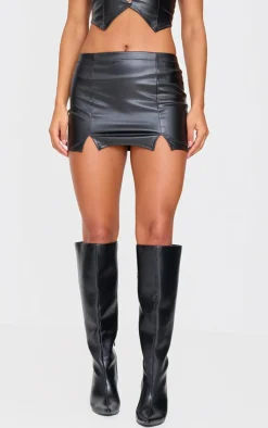Online PrettyLittleThing Faux Leather Mirco Mini Skirt Black