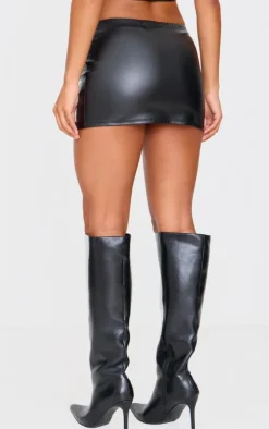 Online PrettyLittleThing Faux Leather Mirco Mini Skirt Black