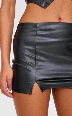 Online PrettyLittleThing Faux Leather Mirco Mini Skirt Black