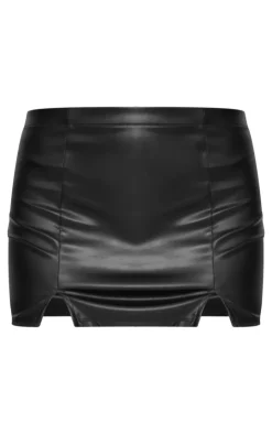 Online PrettyLittleThing Faux Leather Mirco Mini Skirt Black