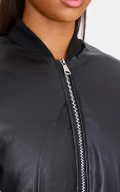 PrettyLittleThing Puffer Jackets*Faux Leather Oversized Bomber Jacket