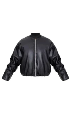 PrettyLittleThing Puffer Jackets*Faux Leather Oversized Bomber Jacket