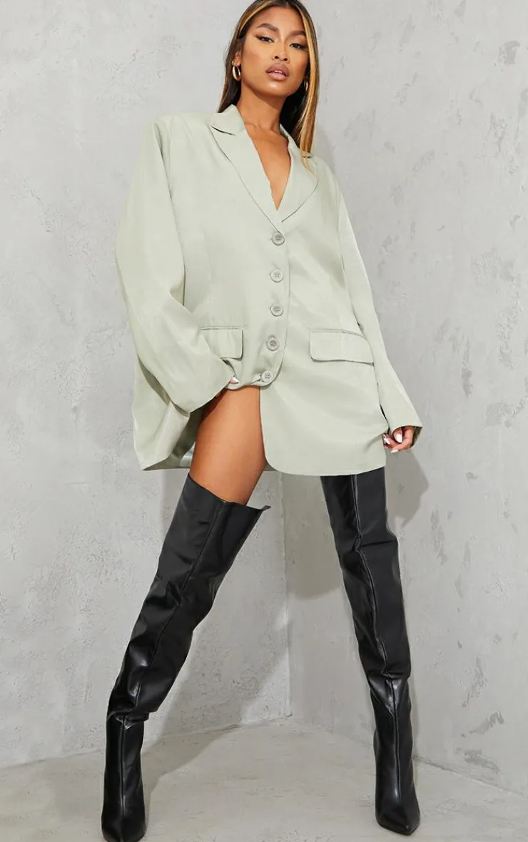 PrettyLittleThing High Heels*Faux Leather Pointed High Heel Over The Knee Boots