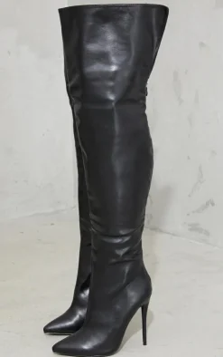 PrettyLittleThing High Heels*Faux Leather Pointed High Heel Over The Knee Boots