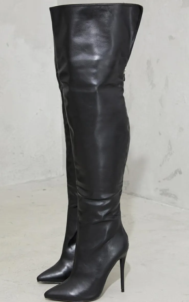 PrettyLittleThing High Heels*Faux Leather Pointed High Heel Over The Knee Boots